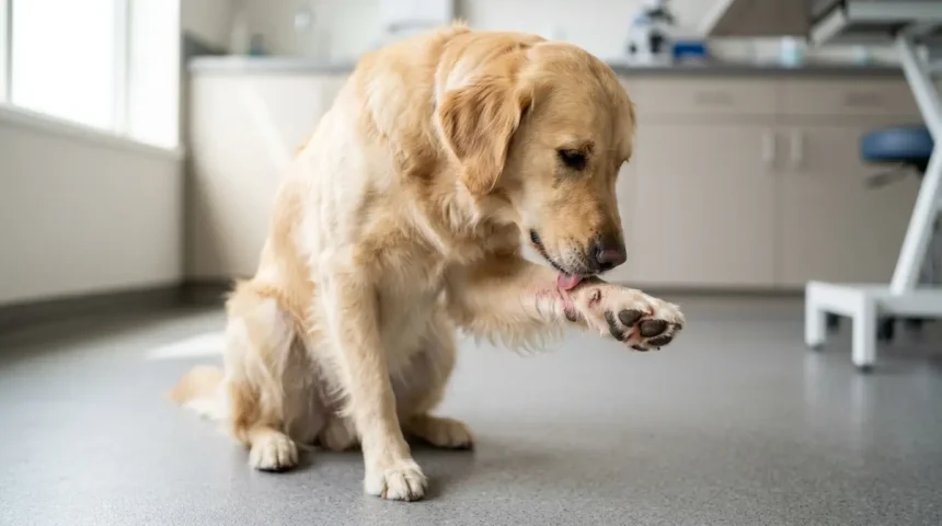why do dogs lick their paws 1 Dog licking its paw
